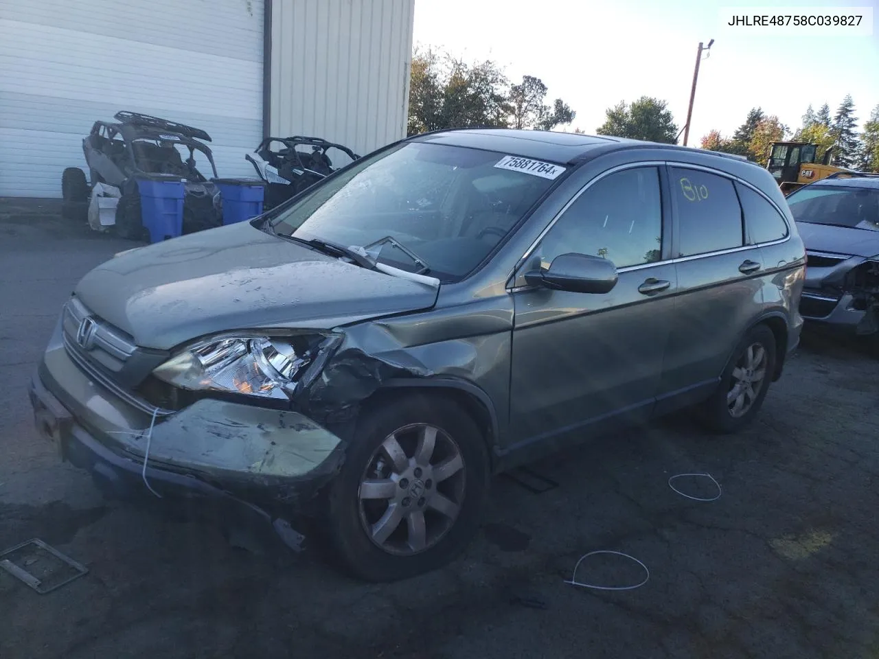 2008 Honda Cr-V Exl VIN: JHLRE48758C039827 Lot: 75881764