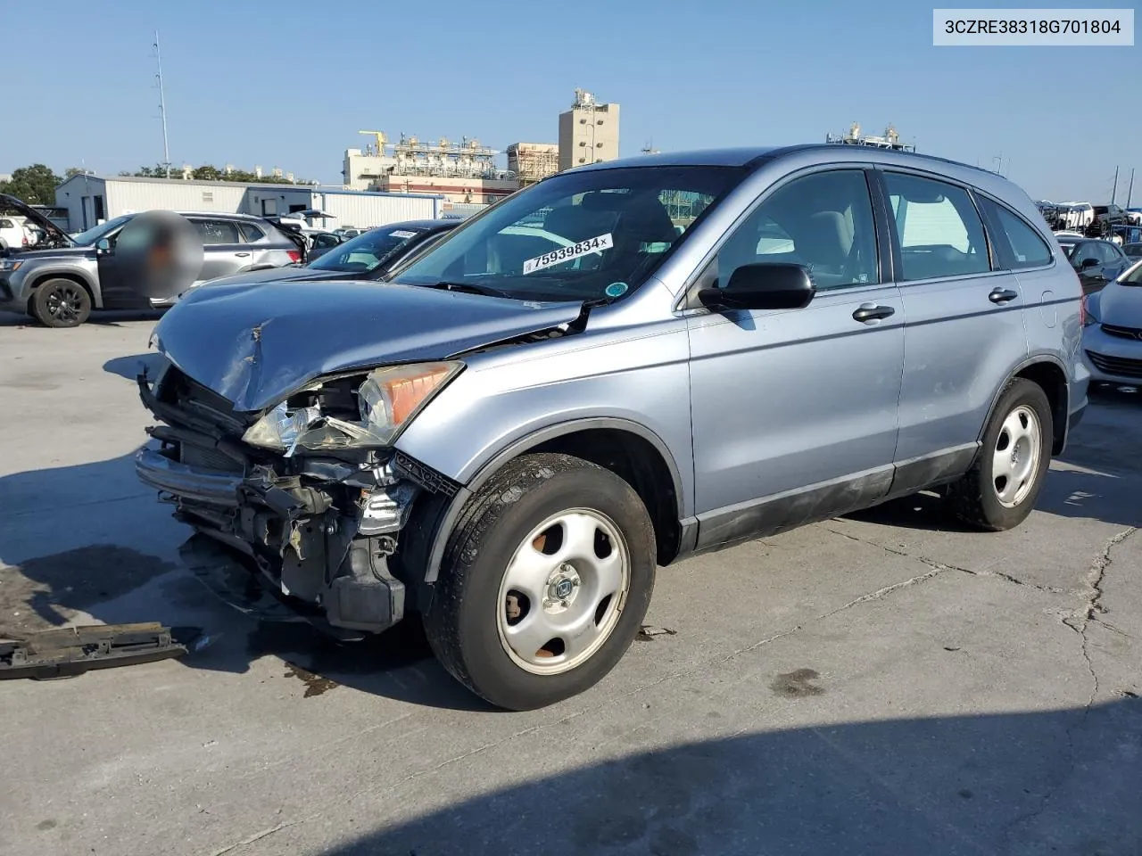 2008 Honda Cr-V Lx VIN: 3CZRE38318G701804 Lot: 75939834