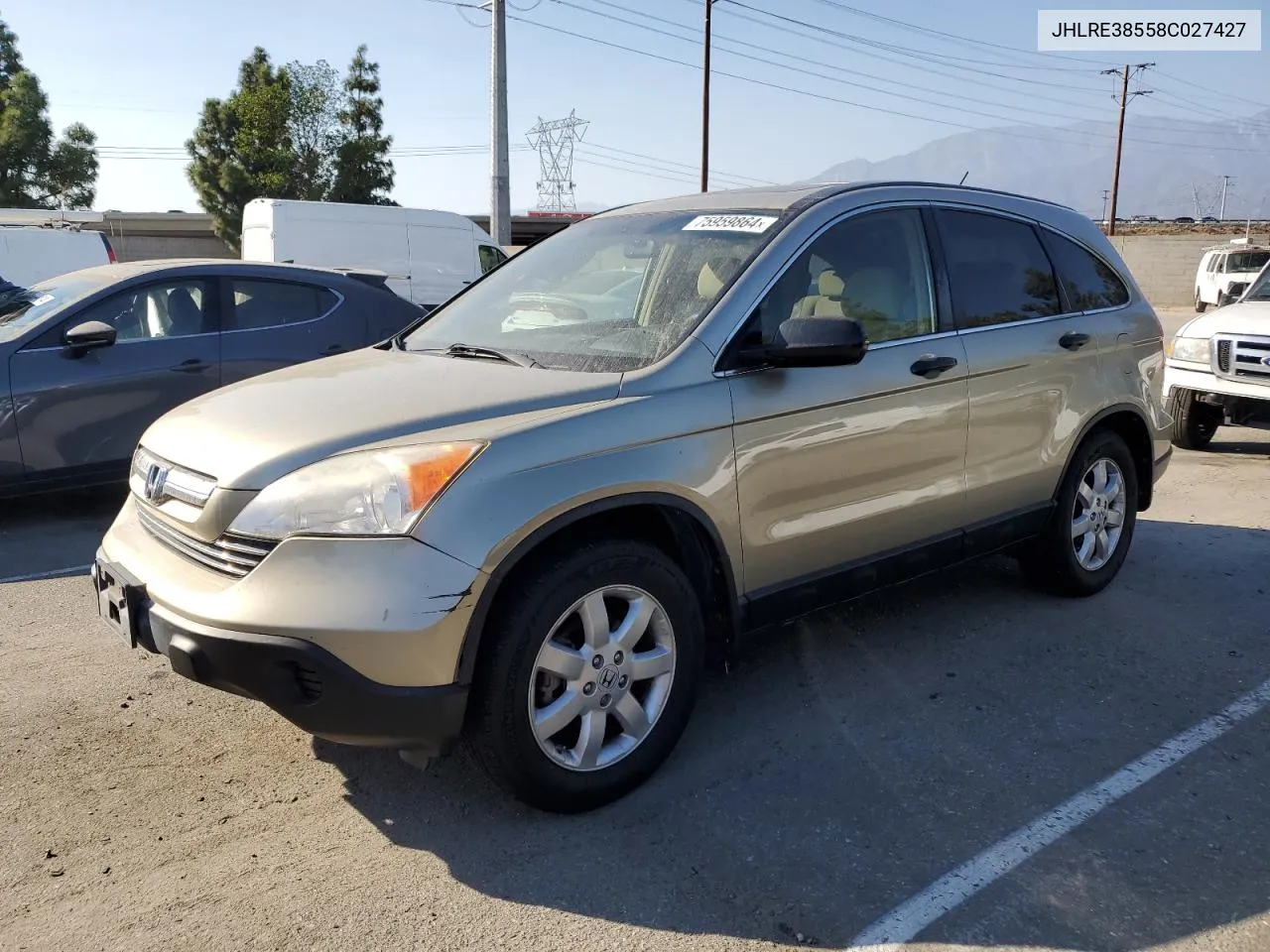 2008 Honda Cr-V Ex VIN: JHLRE38558C027427 Lot: 75959864