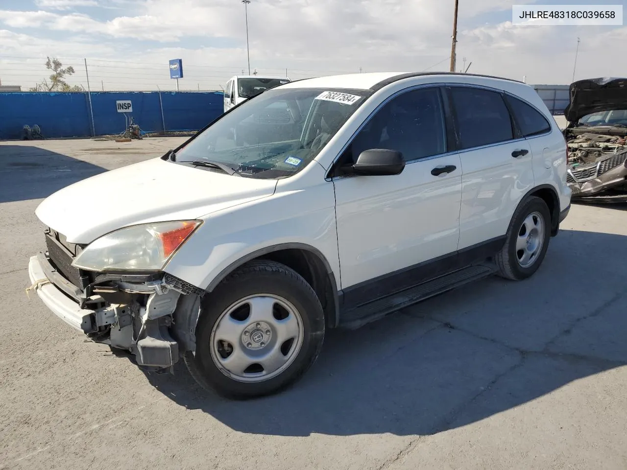 2008 Honda Cr-V Lx VIN: JHLRE48318C039658 Lot: 76327584