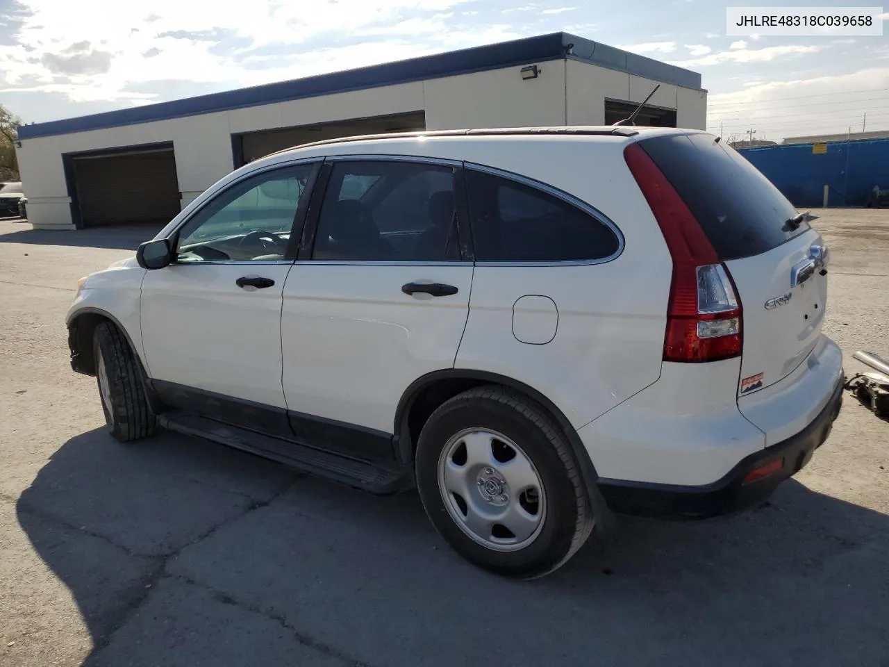 2008 Honda Cr-V Lx VIN: JHLRE48318C039658 Lot: 76327584