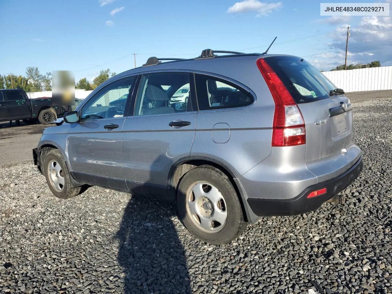 2008 Honda Cr-V Lx VIN: JHLRE48348C029271 Lot: 76619254