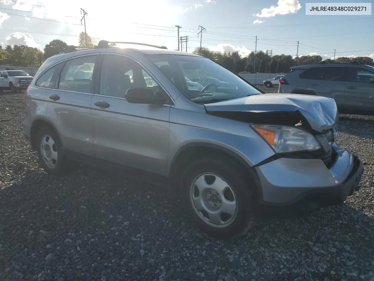 2008 Honda Cr-V Lx VIN: JHLRE48348C029271 Lot: 76619254