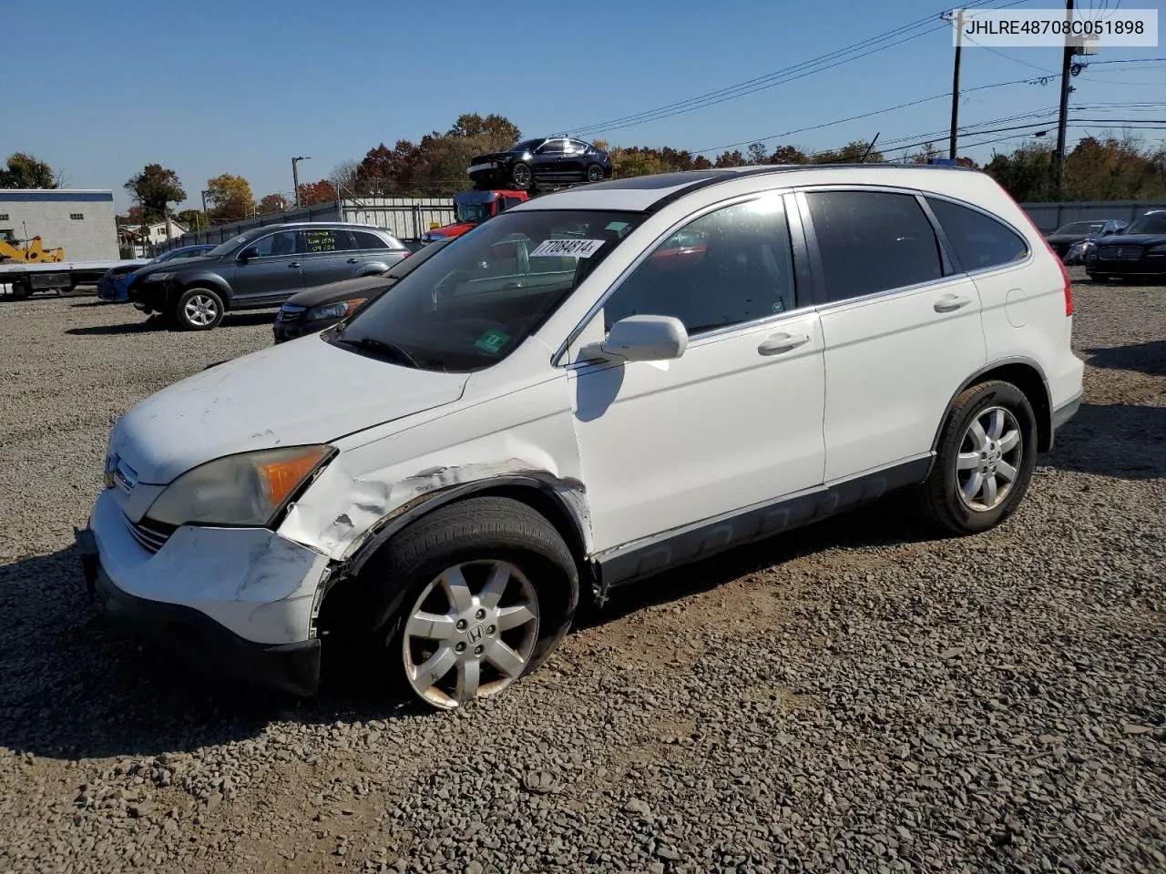 2008 Honda Cr-V Exl VIN: JHLRE48708C051898 Lot: 77084814