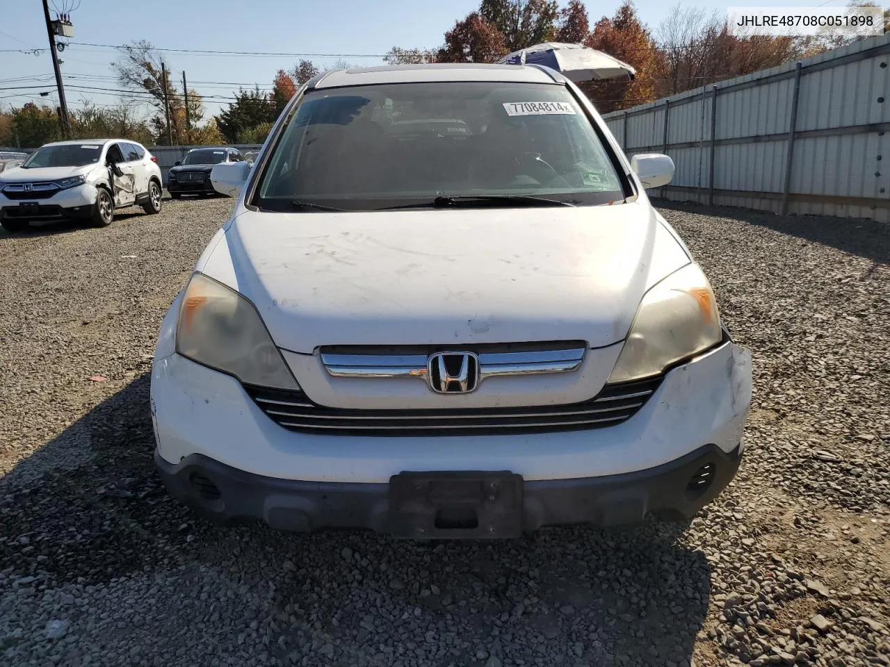 2008 Honda Cr-V Exl VIN: JHLRE48708C051898 Lot: 77084814