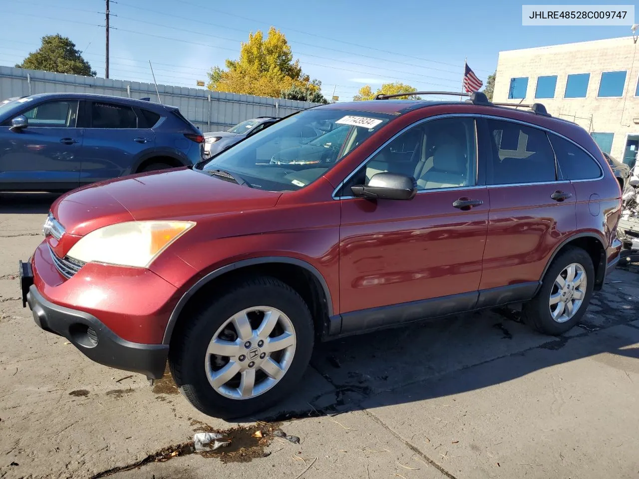 2008 Honda Cr-V Ex VIN: JHLRE48528C009747 Lot: 77143934