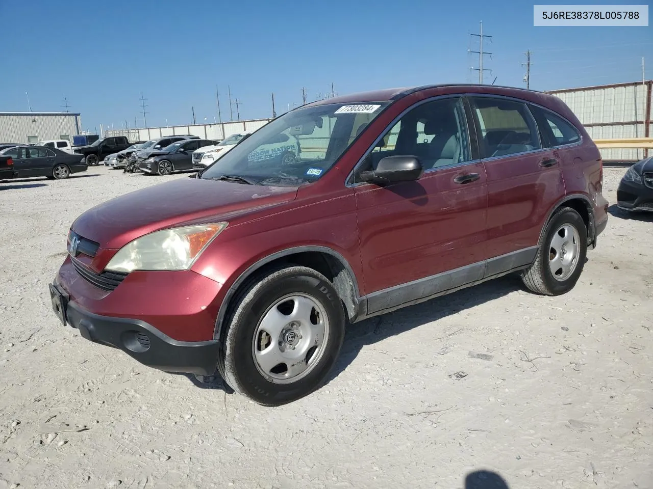 2008 Honda Cr-V Lx VIN: 5J6RE38378L005788 Lot: 77303284