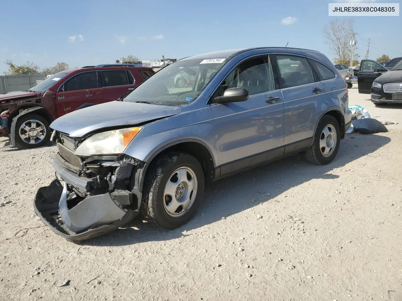 2008 Honda Cr-V Lx VIN: JHLRE383X8C048305 Lot: 77391294