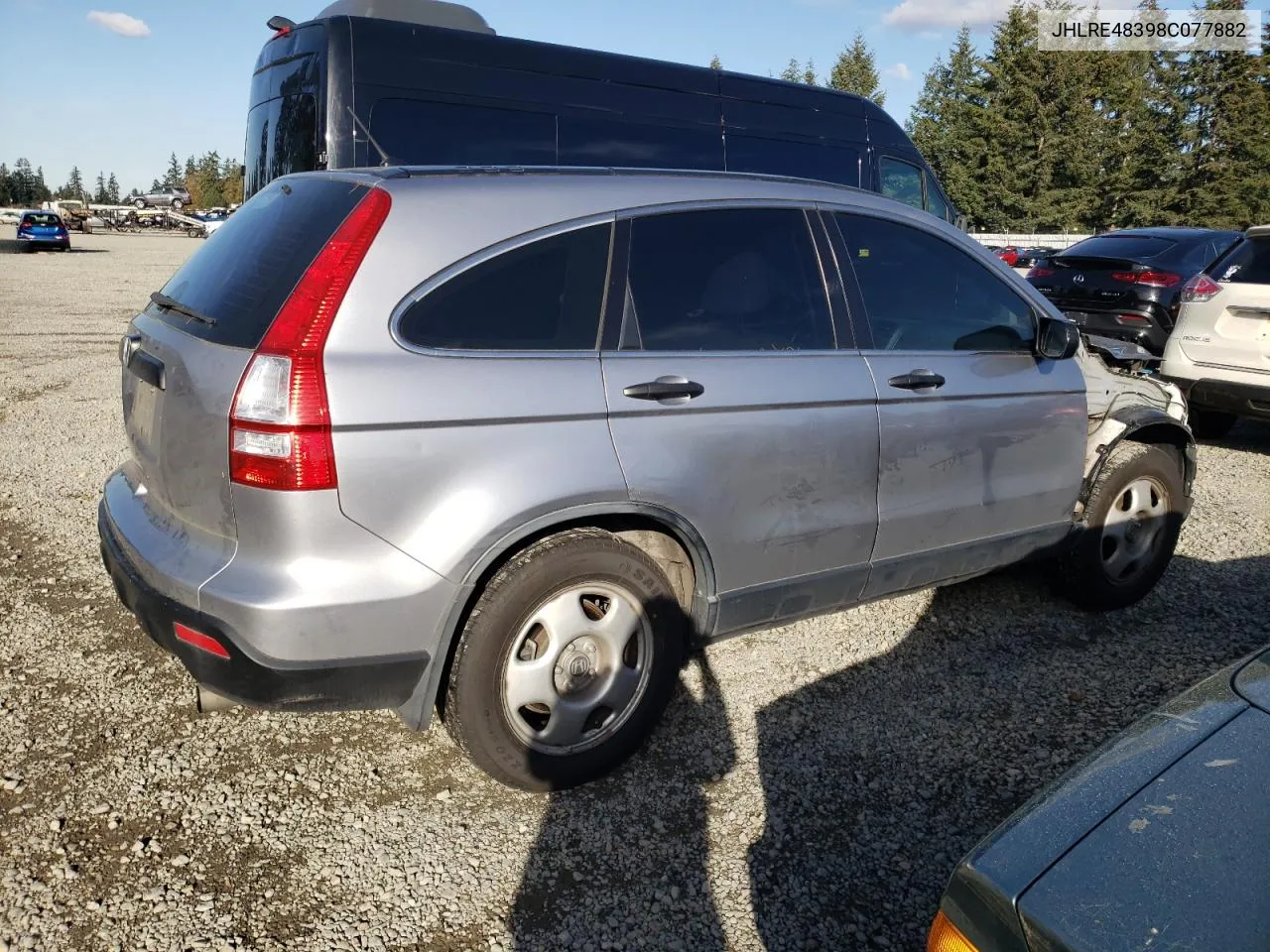 2008 Honda Cr-V Lx VIN: JHLRE48398C077882 Lot: 77663254