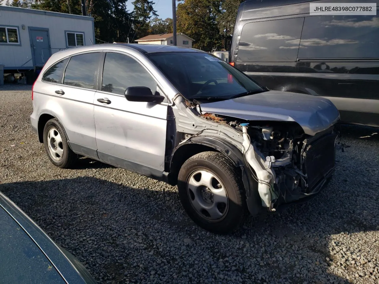 2008 Honda Cr-V Lx VIN: JHLRE48398C077882 Lot: 77663254