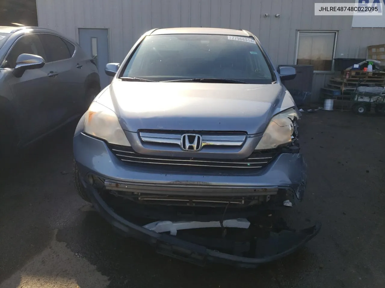 2008 Honda Cr-V Exl VIN: JHLRE48748C022095 Lot: 77968514