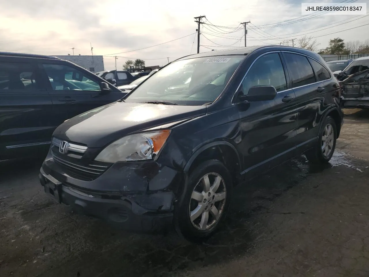 2008 Honda Cr-V Ex VIN: JHLRE48598C018347 Lot: 78244274