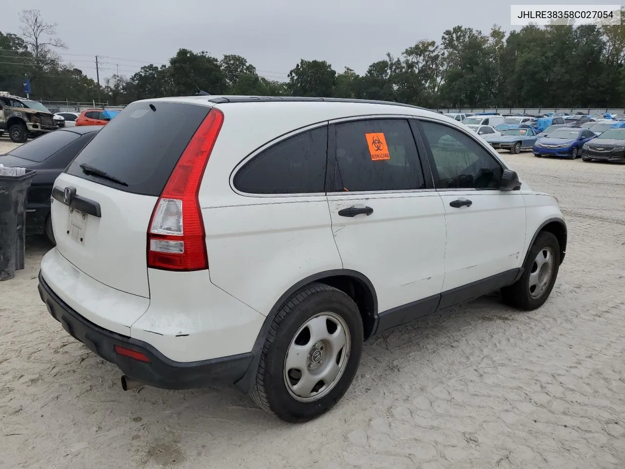 2008 Honda Cr-V Lx VIN: JHLRE38358C027054 Lot: 78446804