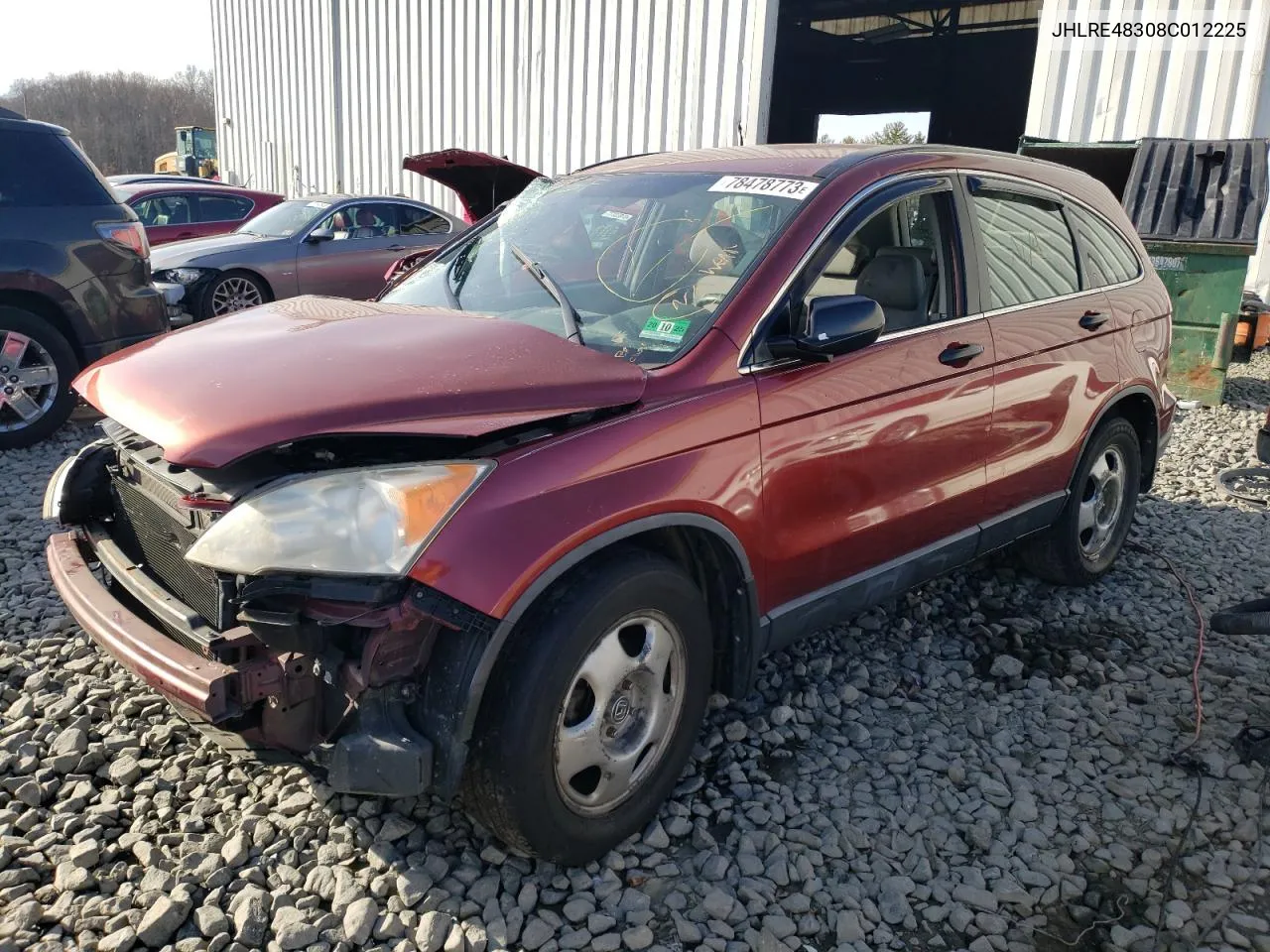 2008 Honda Cr-V Lx VIN: JHLRE48308C012225 Lot: 78478773