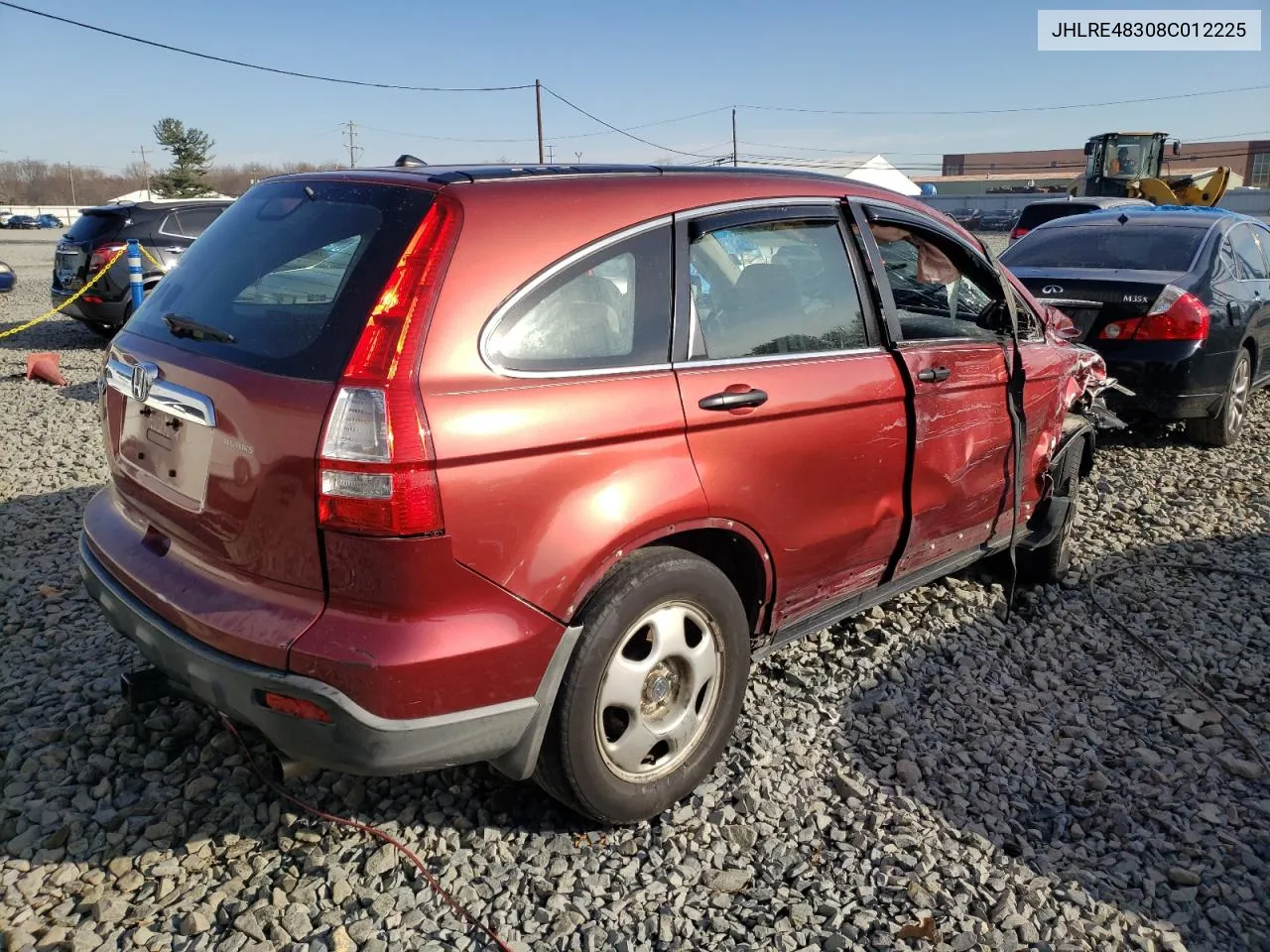 2008 Honda Cr-V Lx VIN: JHLRE48308C012225 Lot: 78478773