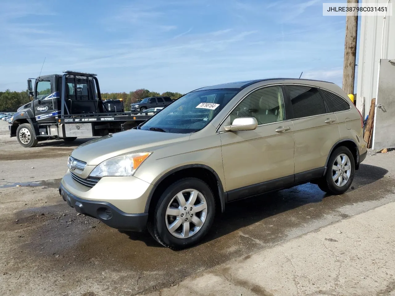 2008 Honda Cr-V Exl VIN: JHLRE38798C031451 Lot: 78798184