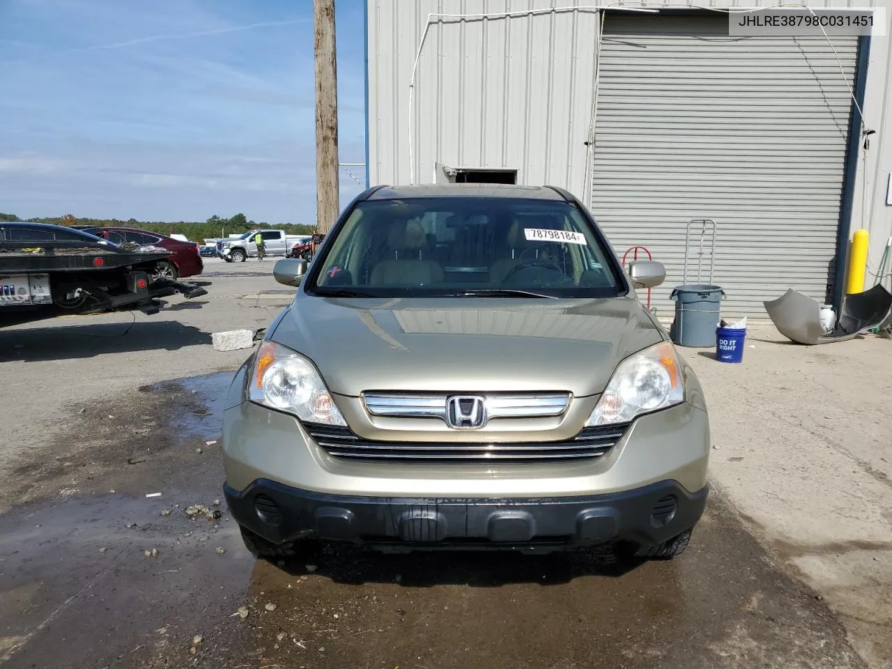 2008 Honda Cr-V Exl VIN: JHLRE38798C031451 Lot: 78798184