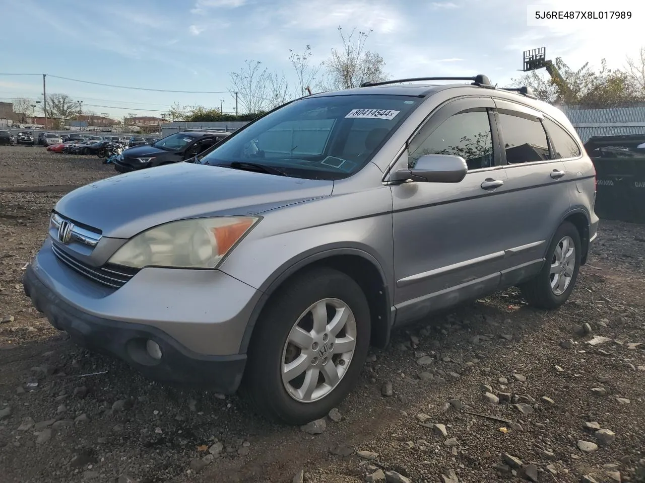 2008 Honda Cr-V Exl VIN: 5J6RE487X8L017989 Lot: 80414544