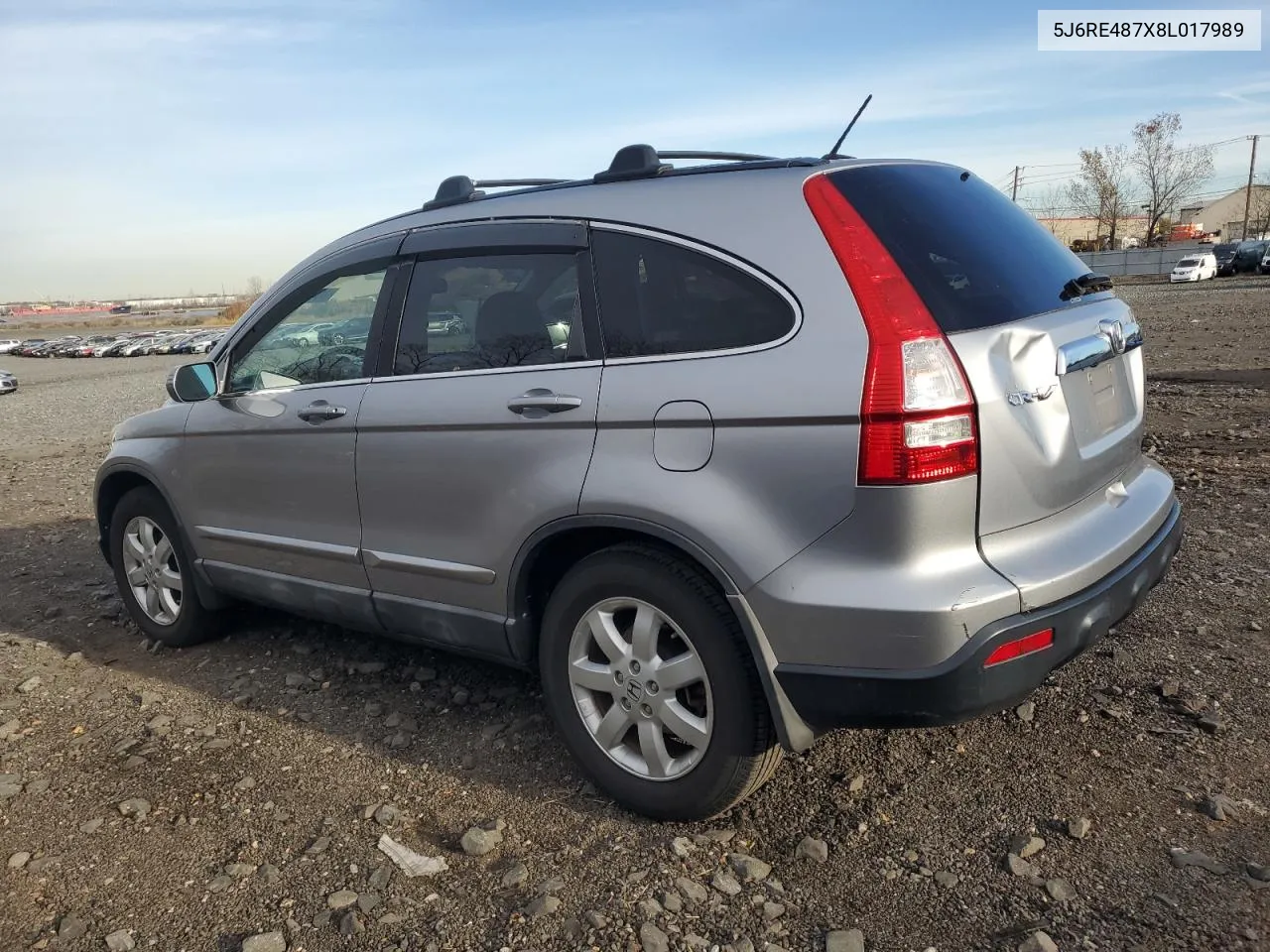 2008 Honda Cr-V Exl VIN: 5J6RE487X8L017989 Lot: 80414544