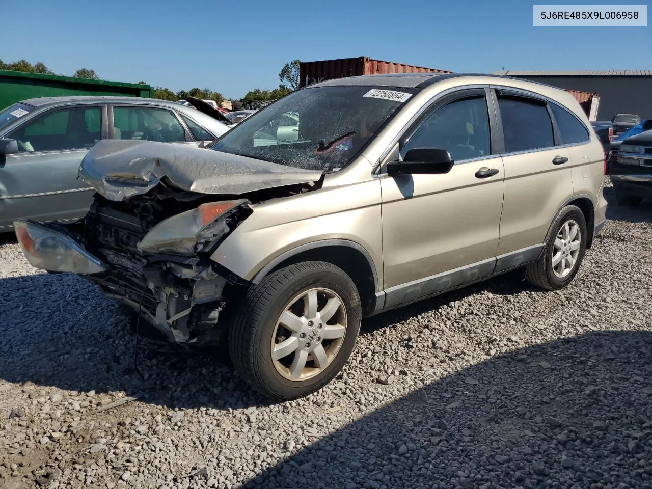 2009 Honda Cr-V Ex VIN: 5J6RE485X9L006958 Lot: 72250854