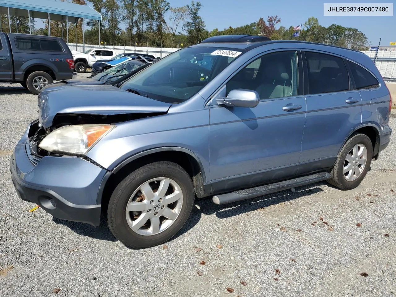 2009 Honda Cr-V Exl VIN: JHLRE38749C007480 Lot: 75130694