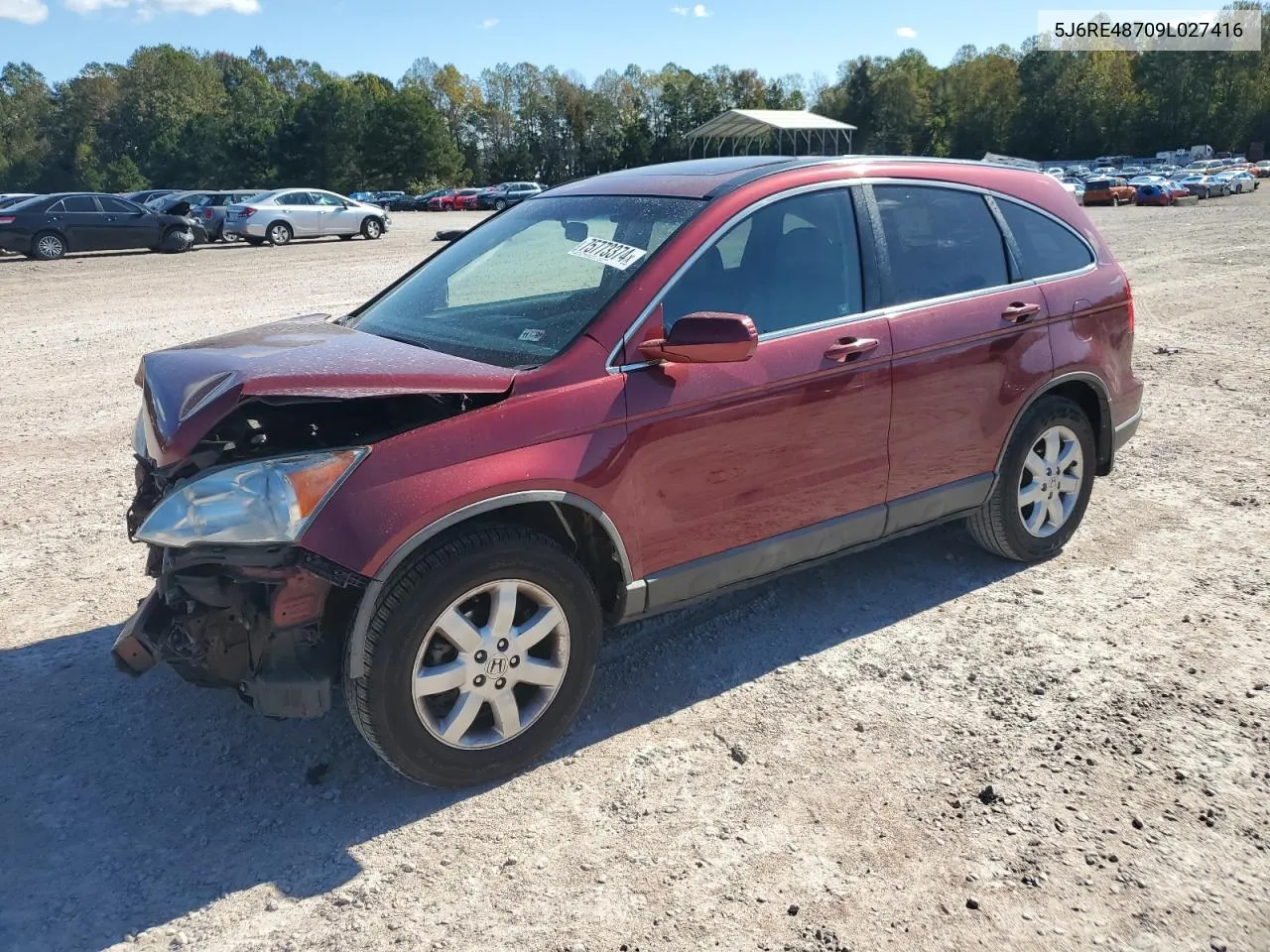 2009 Honda Cr-V Exl VIN: 5J6RE48709L027416 Lot: 75773374