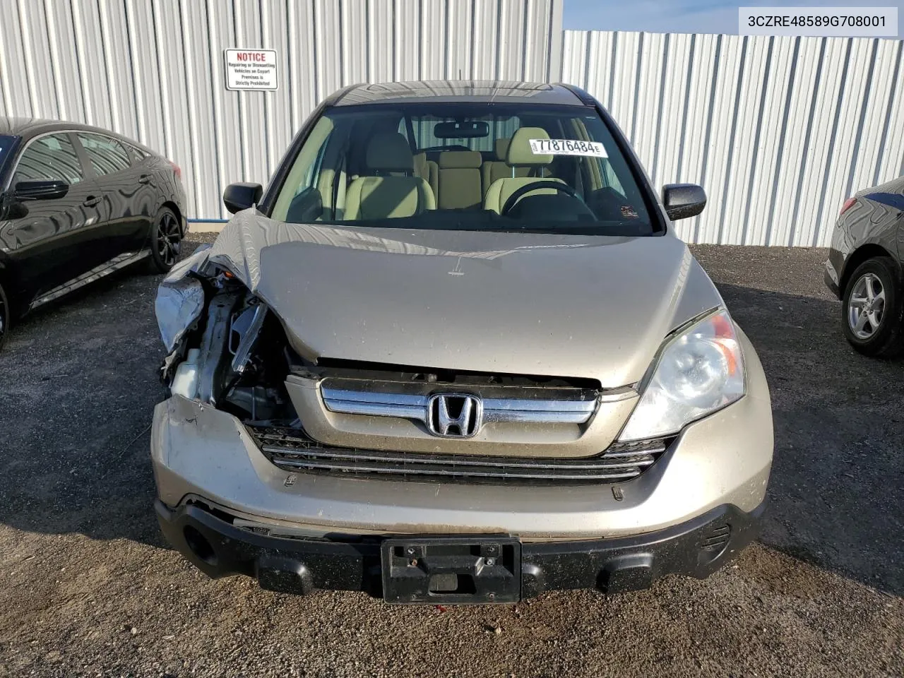 2009 Honda Cr-V Ex VIN: 3CZRE48589G708001 Lot: 77876484