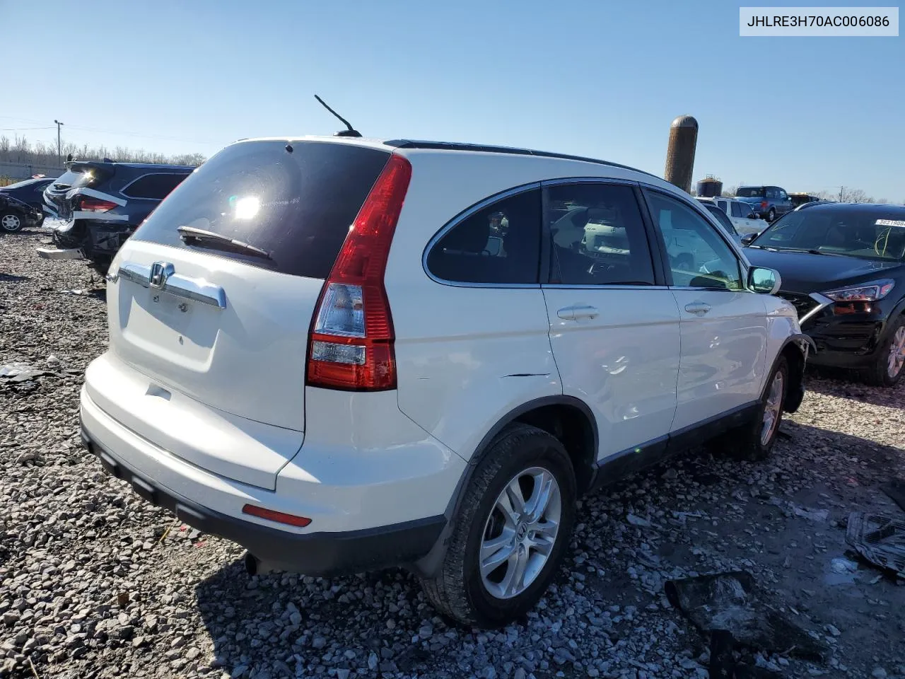 2010 Honda Cr-V Exl VIN: JHLRE3H70AC006086 Lot: 38028084