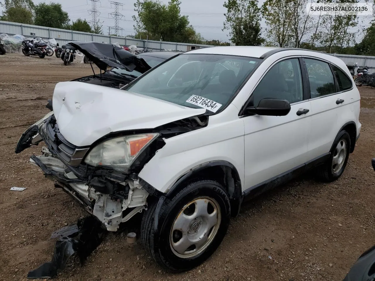 2010 Honda Cr-V Lx VIN: 5J6RE3H37AL002136 Lot: 69216434