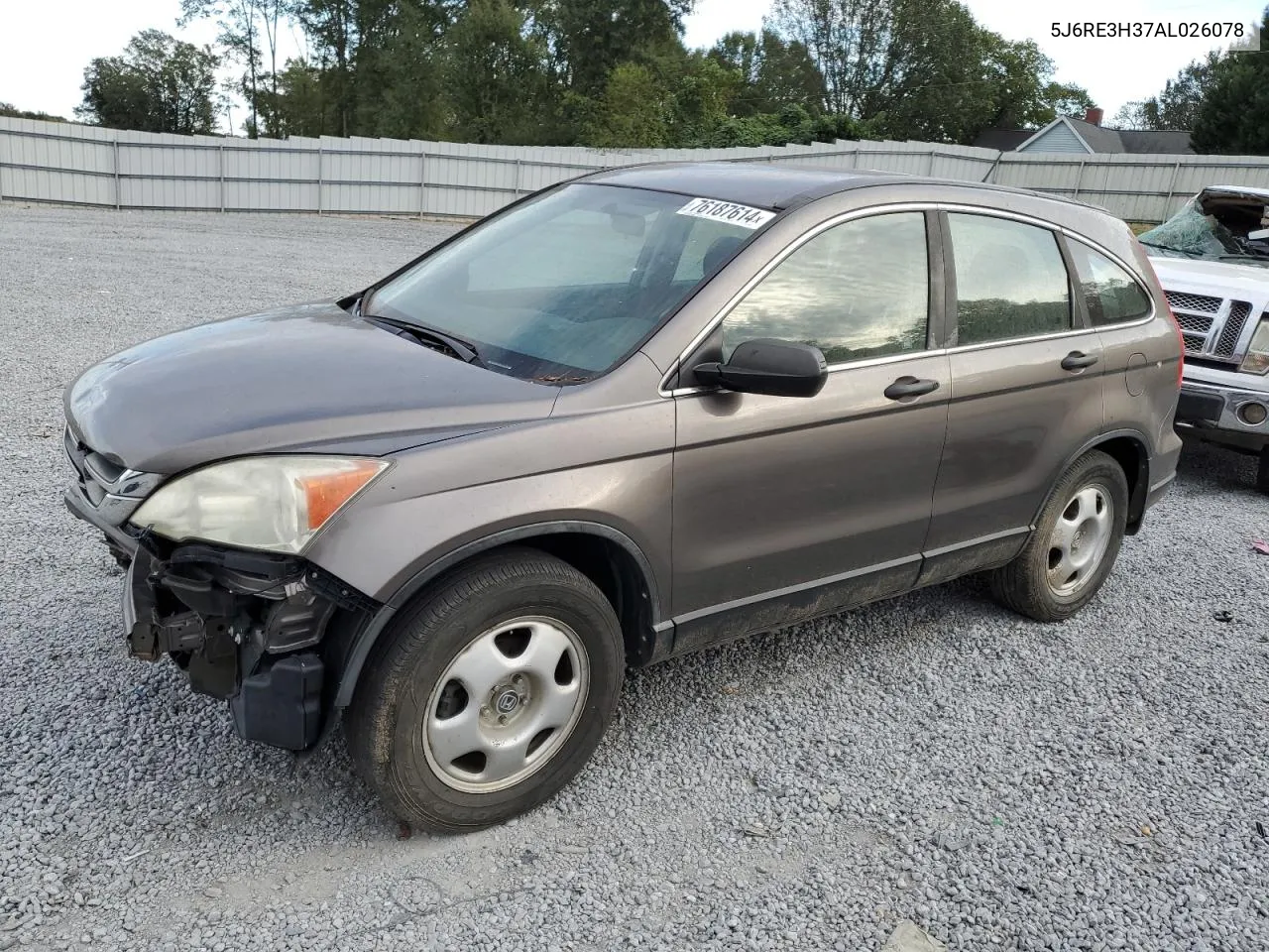 2010 Honda Cr-V Lx VIN: 5J6RE3H37AL026078 Lot: 76187614