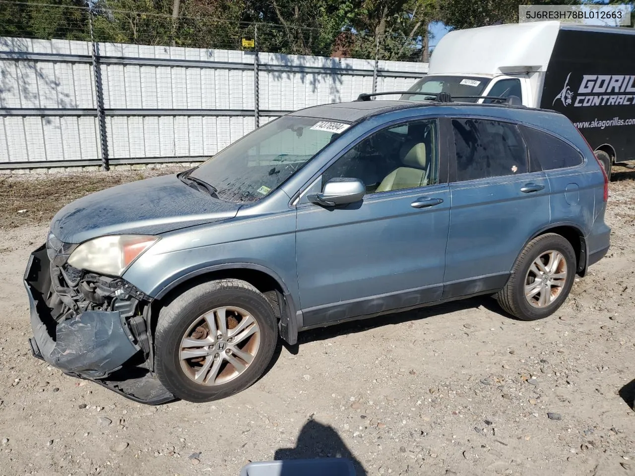 2011 Honda Cr-V Exl VIN: 5J6RE3H78BL012663 Lot: 74376994