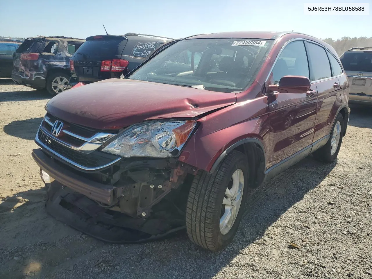 2011 Honda Cr-V Exl VIN: 5J6RE3H78BL058588 Lot: 77450354