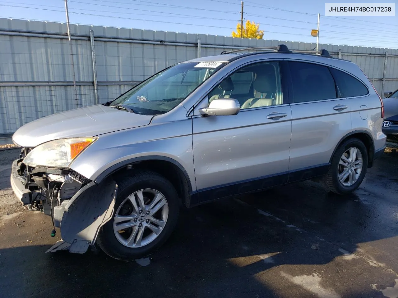 2011 Honda Cr-V Exl VIN: JHLRE4H74BC017258 Lot: 77705044