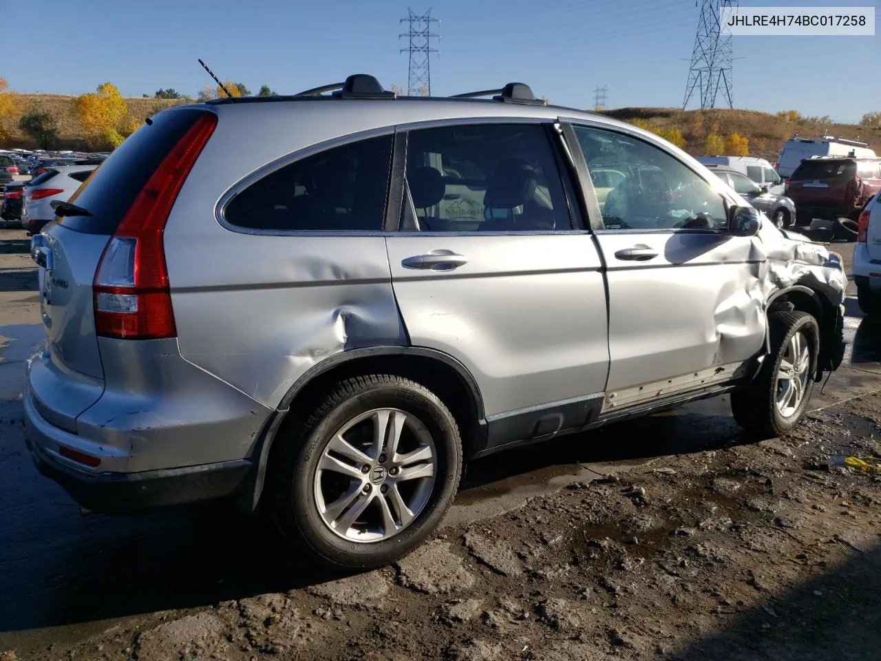 2011 Honda Cr-V Exl VIN: JHLRE4H74BC017258 Lot: 77705044