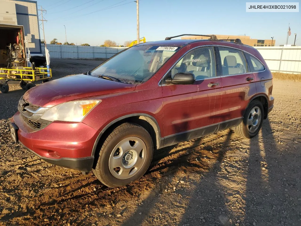 2011 Honda Cr-V Lx VIN: JHLRE4H3XBC021098 Lot: 77796264