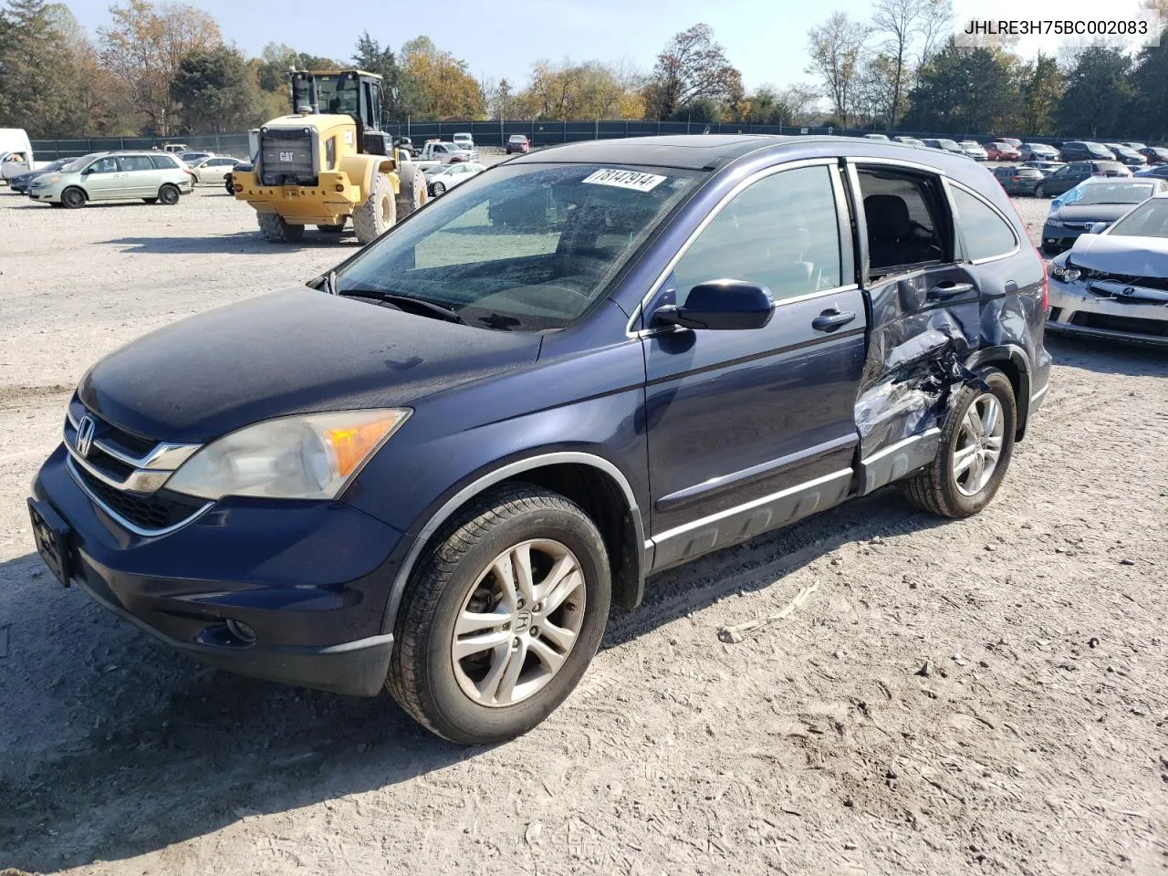 2011 Honda Cr-V Exl VIN: JHLRE3H75BC002083 Lot: 78147914