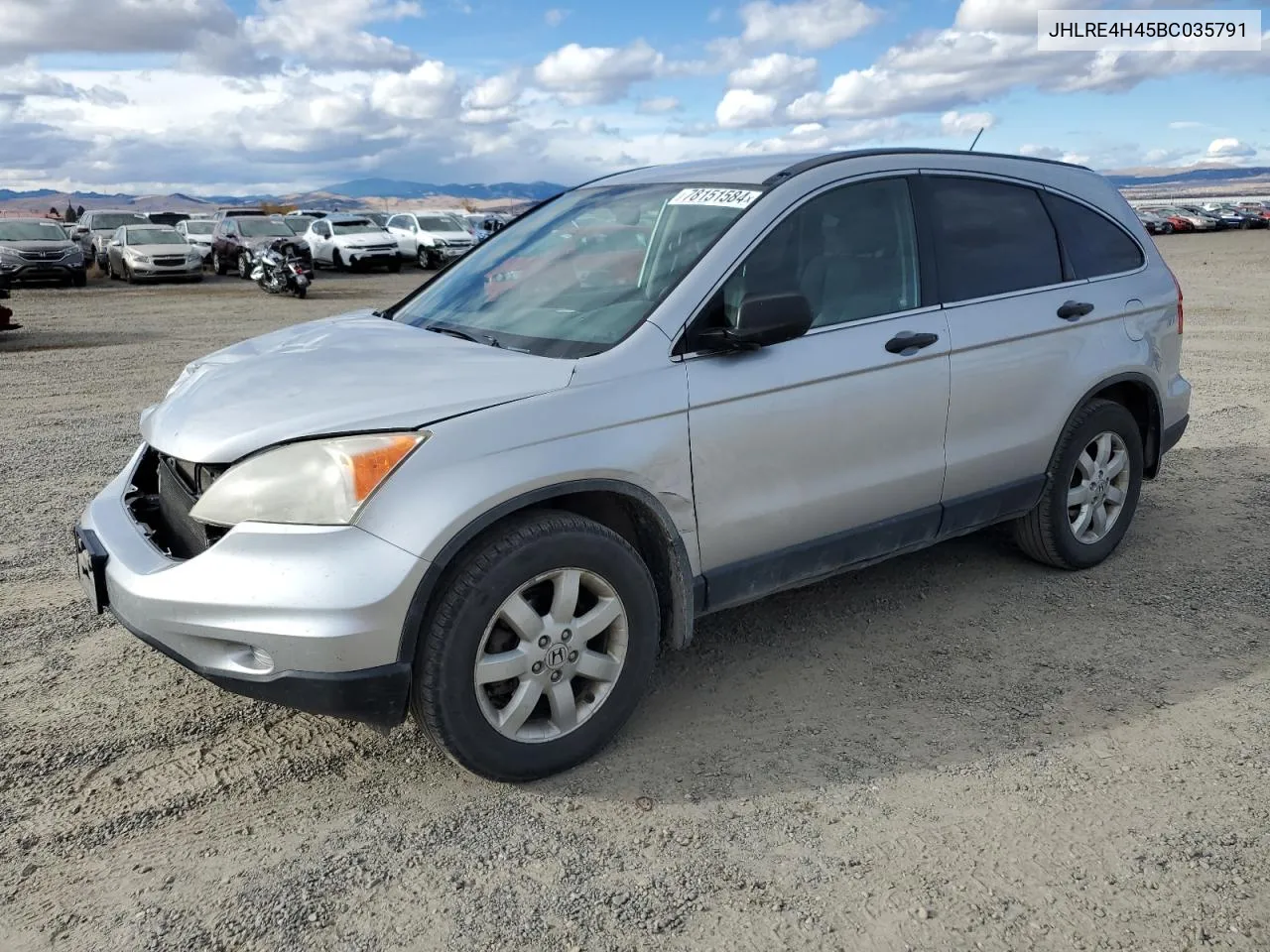 2011 Honda Cr-V Se VIN: JHLRE4H45BC035791 Lot: 78151584