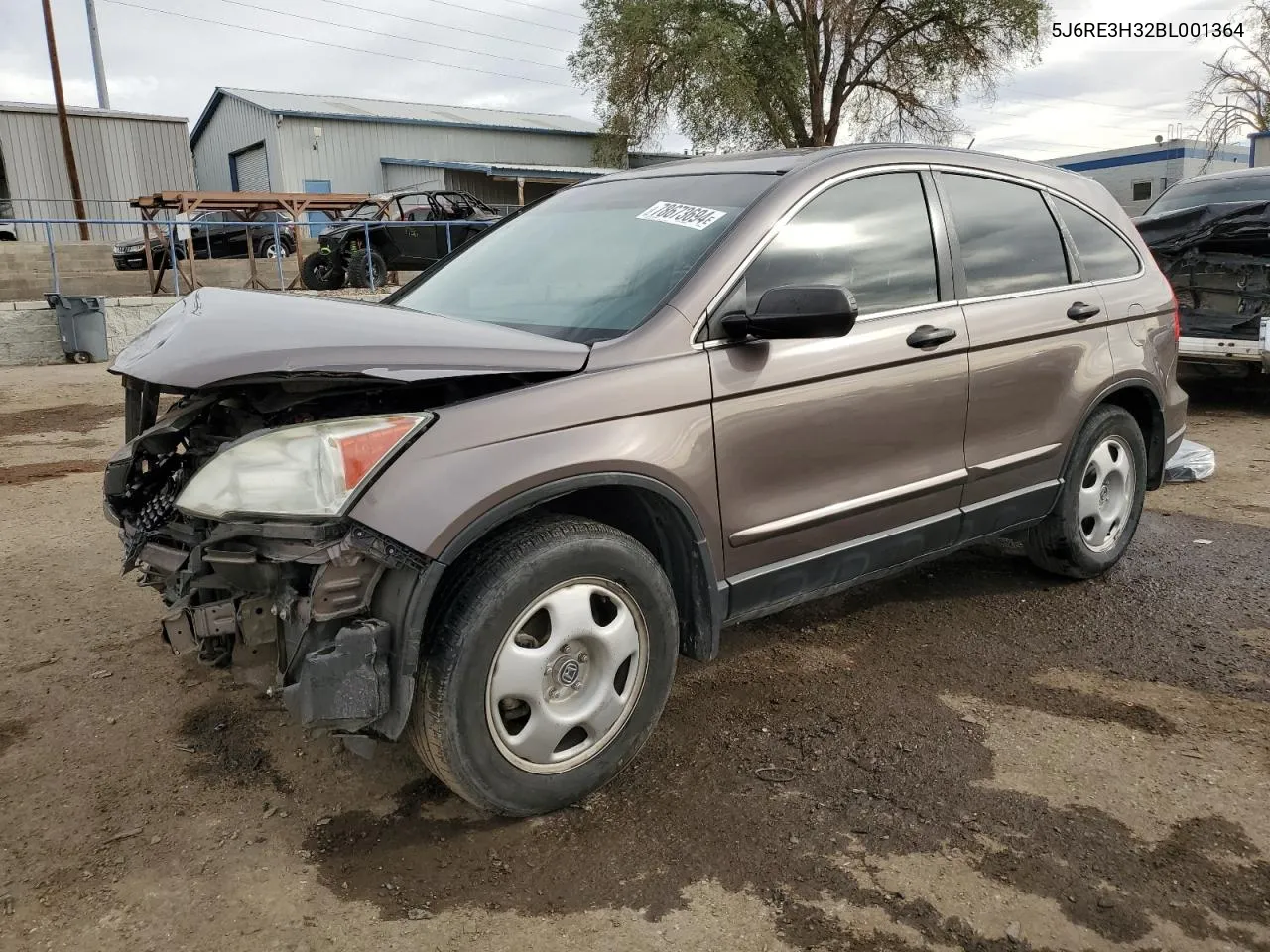 2011 Honda Cr-V Lx VIN: 5J6RE3H32BL001364 Lot: 78673694