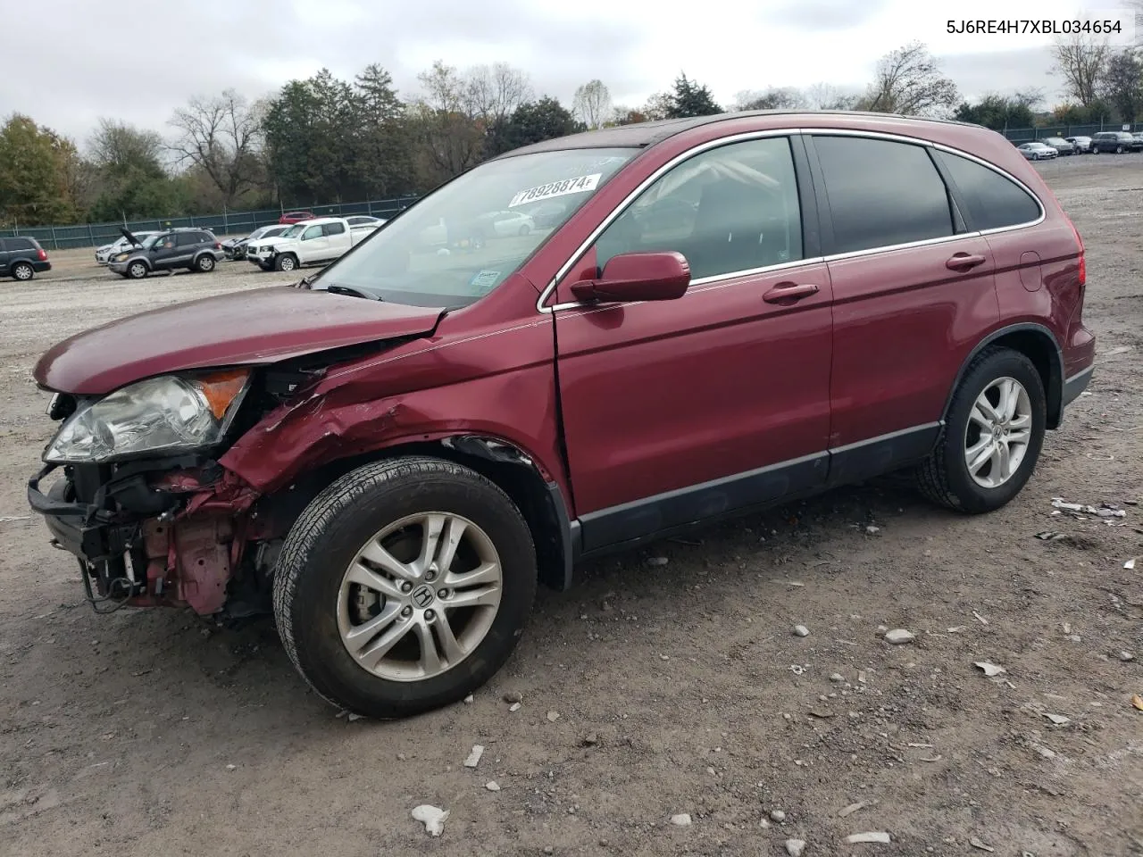 2011 Honda Cr-V Exl VIN: 5J6RE4H7XBL034654 Lot: 78928874