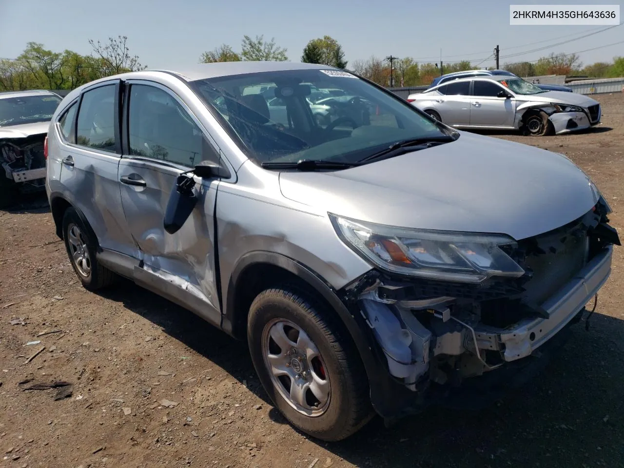 2016 Honda Cr-V Lx VIN: 2HKRM4H35GH643636 Lot: 52500404