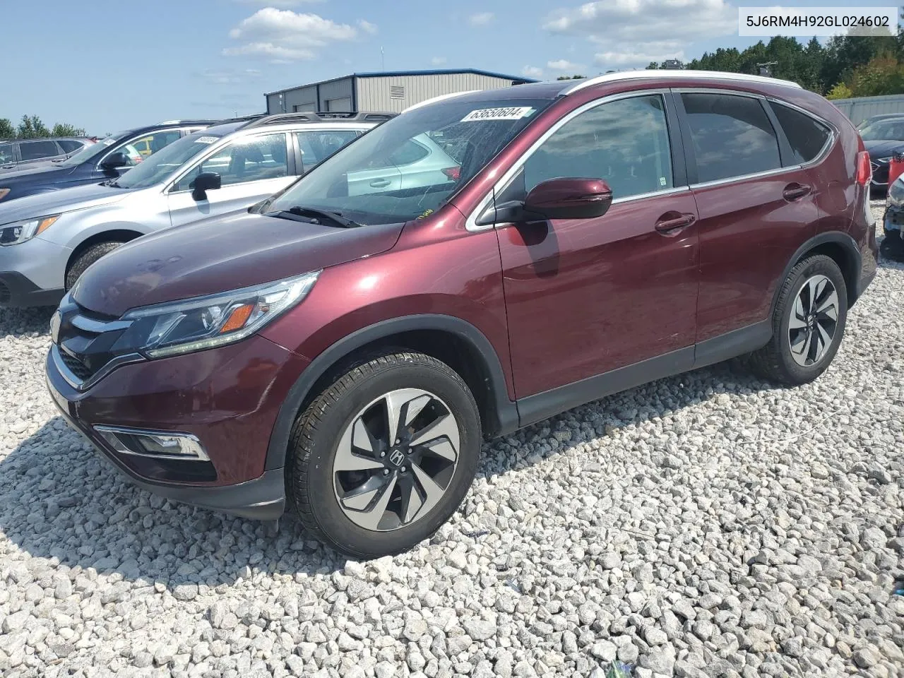 2016 Honda Cr-V Touring VIN: 5J6RM4H92GL024602 Lot: 63650604