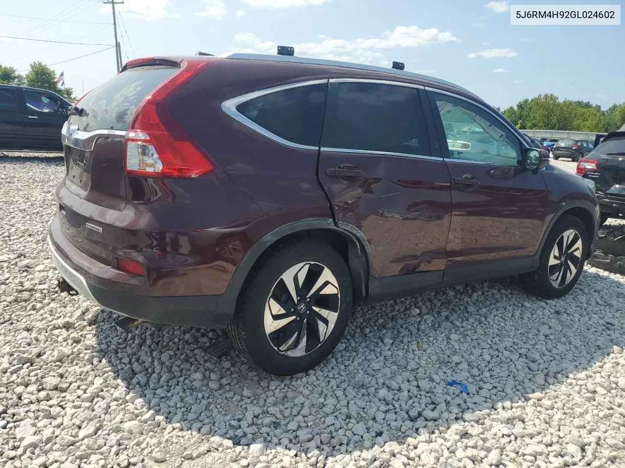 2016 Honda Cr-V Touring VIN: 5J6RM4H92GL024602 Lot: 63650604