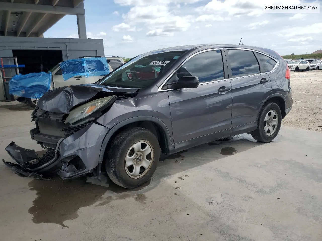 2016 Honda Cr-V Lx VIN: 2HKRM3H34GH507167 Lot: 75171764