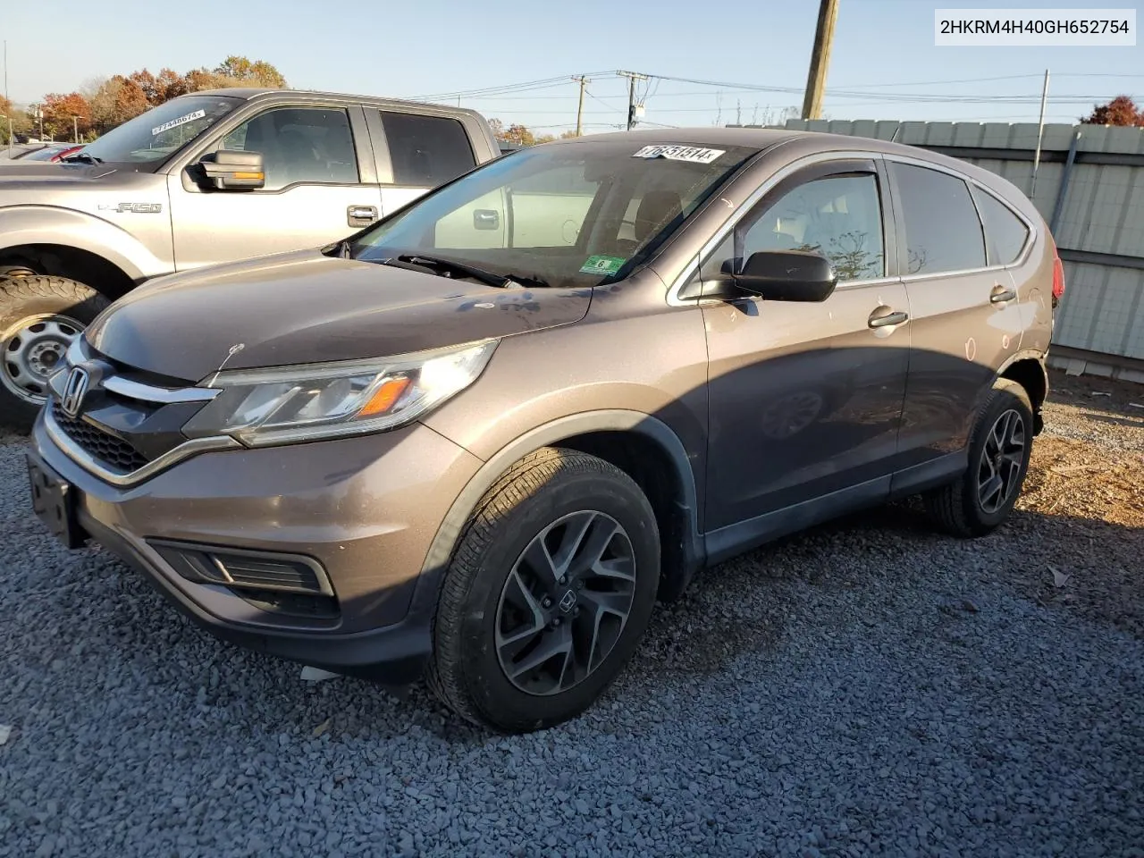 2016 Honda Cr-V Se VIN: 2HKRM4H40GH652754 Lot: 76451514