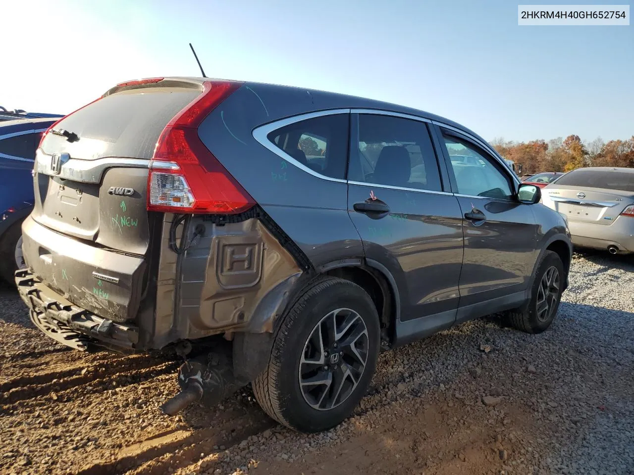 2016 Honda Cr-V Se VIN: 2HKRM4H40GH652754 Lot: 76451514