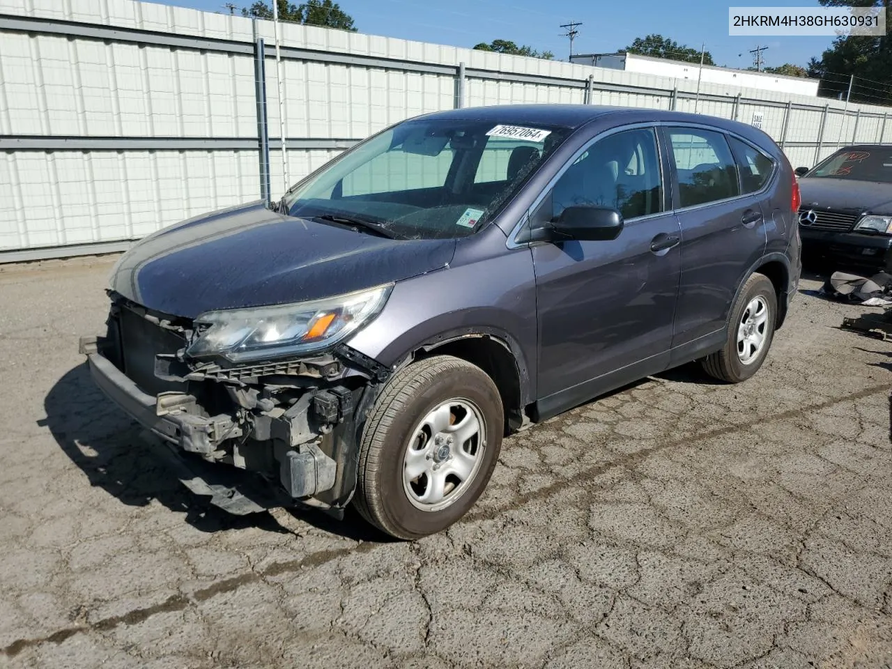 2016 Honda Cr-V Lx VIN: 2HKRM4H38GH630931 Lot: 76957064