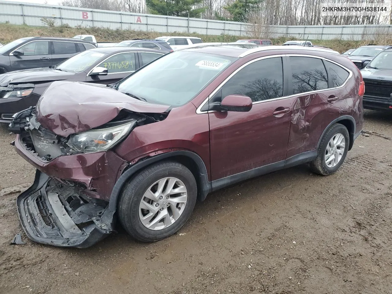 2016 Honda Cr-V Exl VIN: 2HKRM3H70GH538144 Lot: 78855534