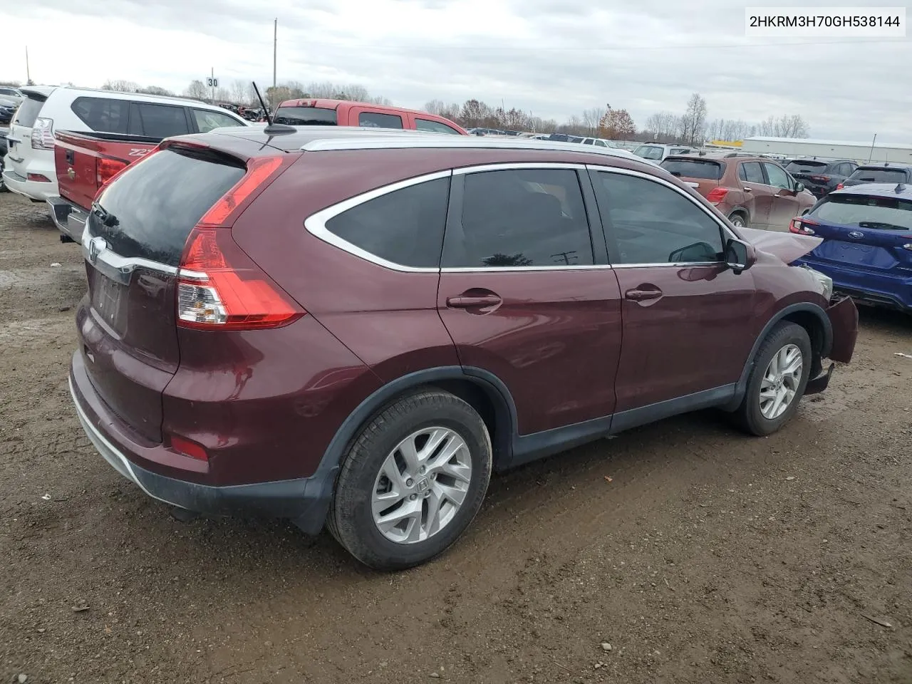 2016 Honda Cr-V Exl VIN: 2HKRM3H70GH538144 Lot: 78855534