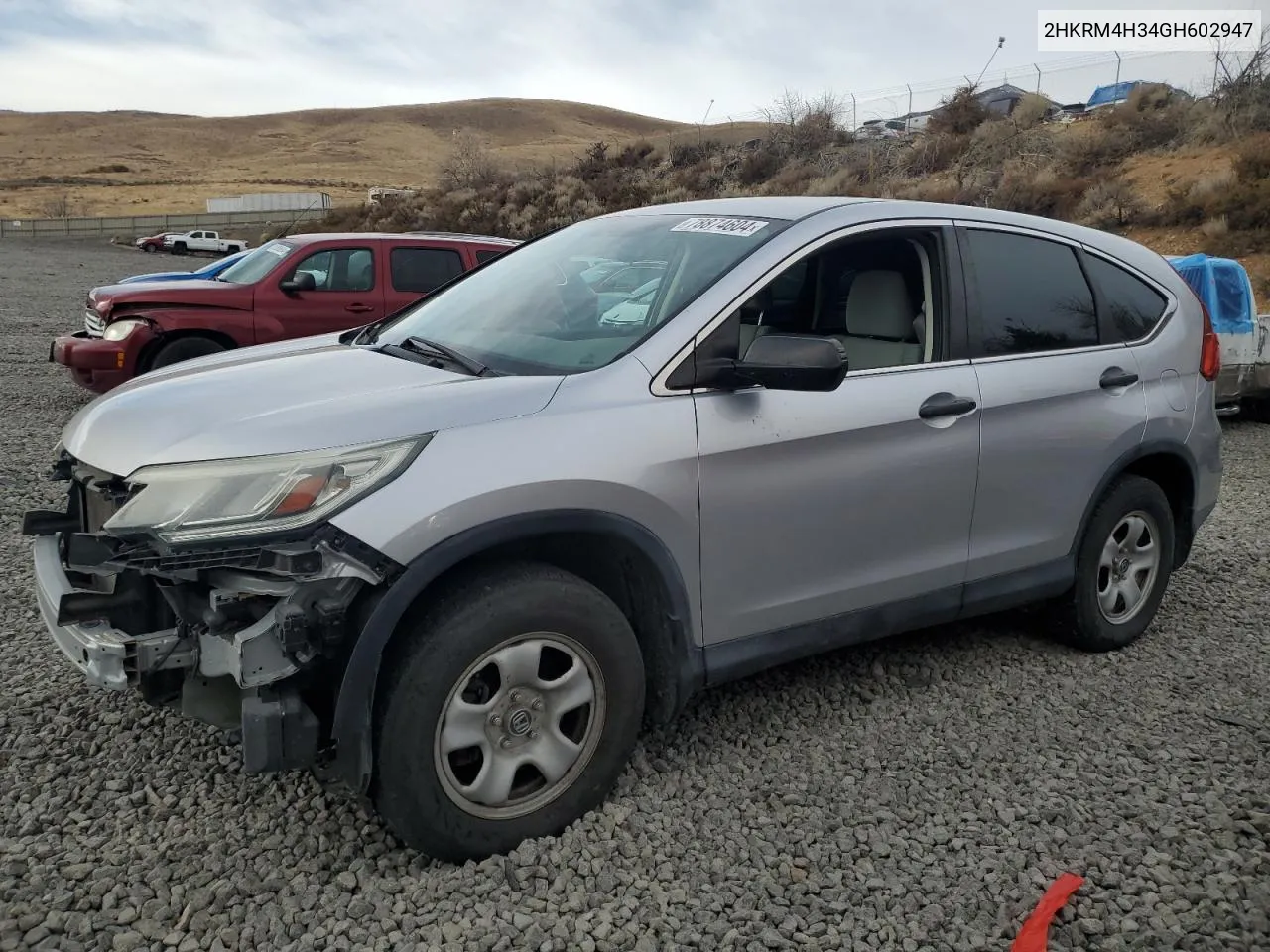 2016 Honda Cr-V Lx VIN: 2HKRM4H34GH602947 Lot: 78874604