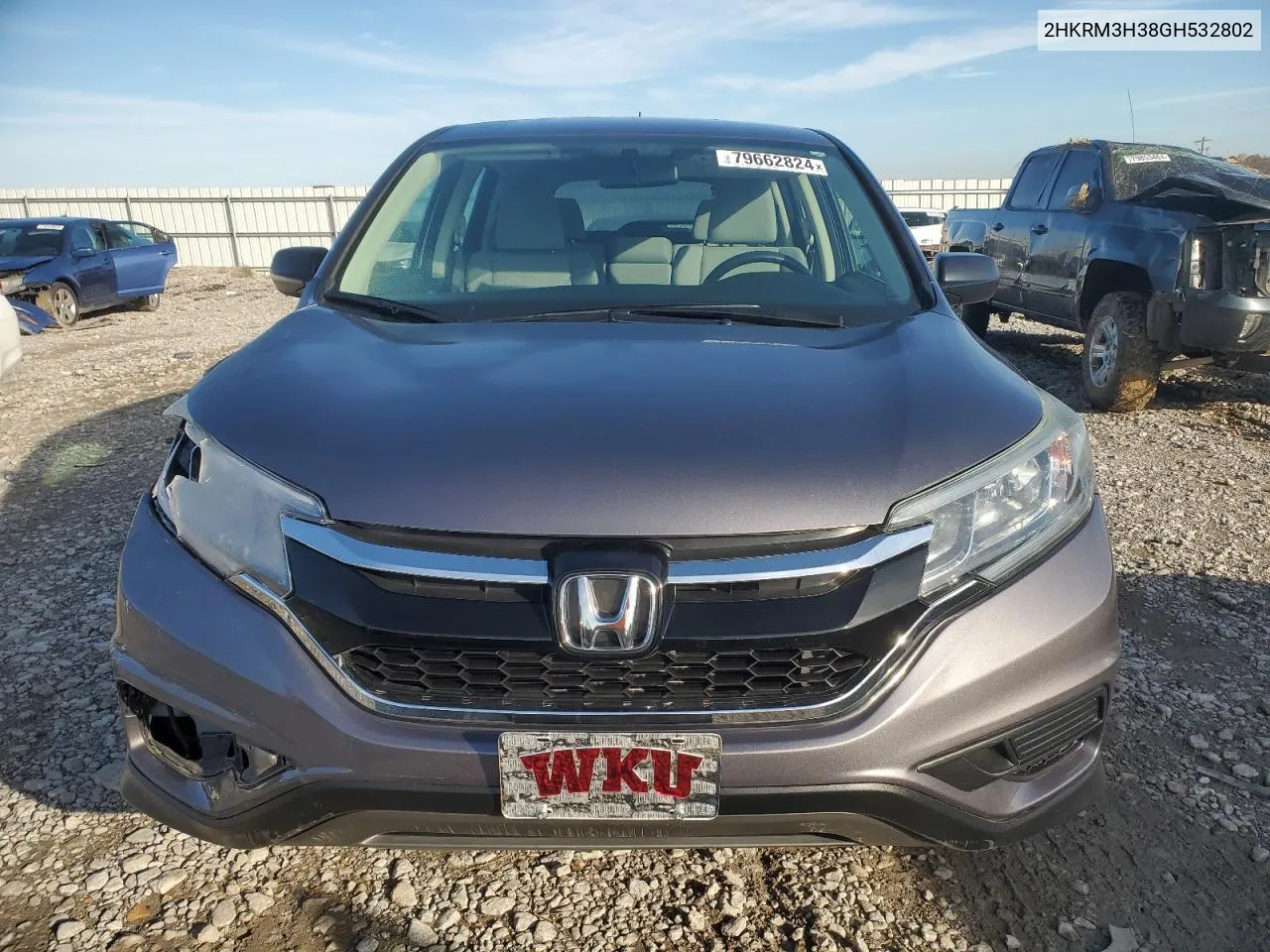 2016 Honda Cr-V Lx VIN: 2HKRM3H38GH532802 Lot: 79662824